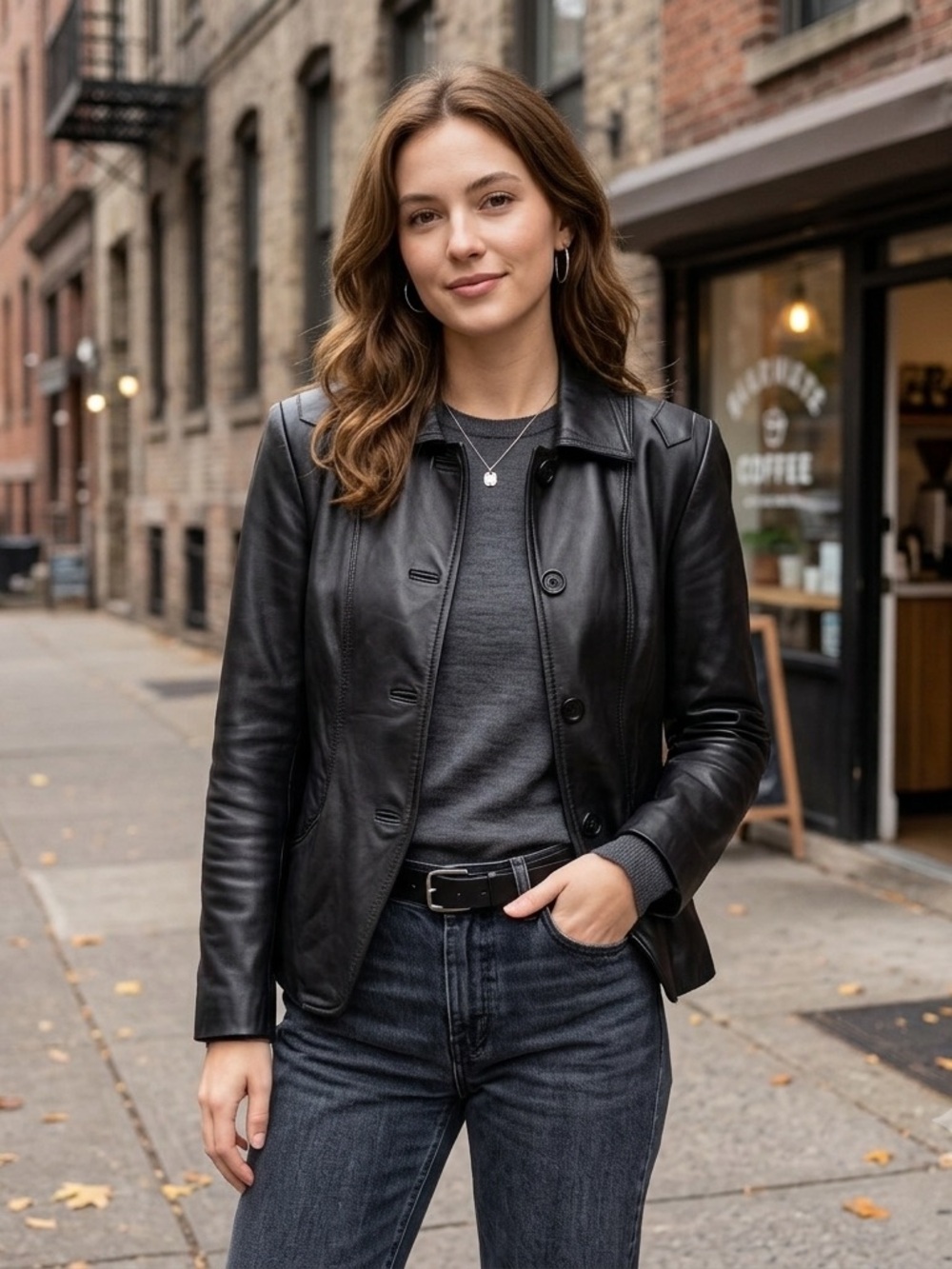 Adler collection leather jacket Black 100% Real NZ Lambskin Leather Woman Size M